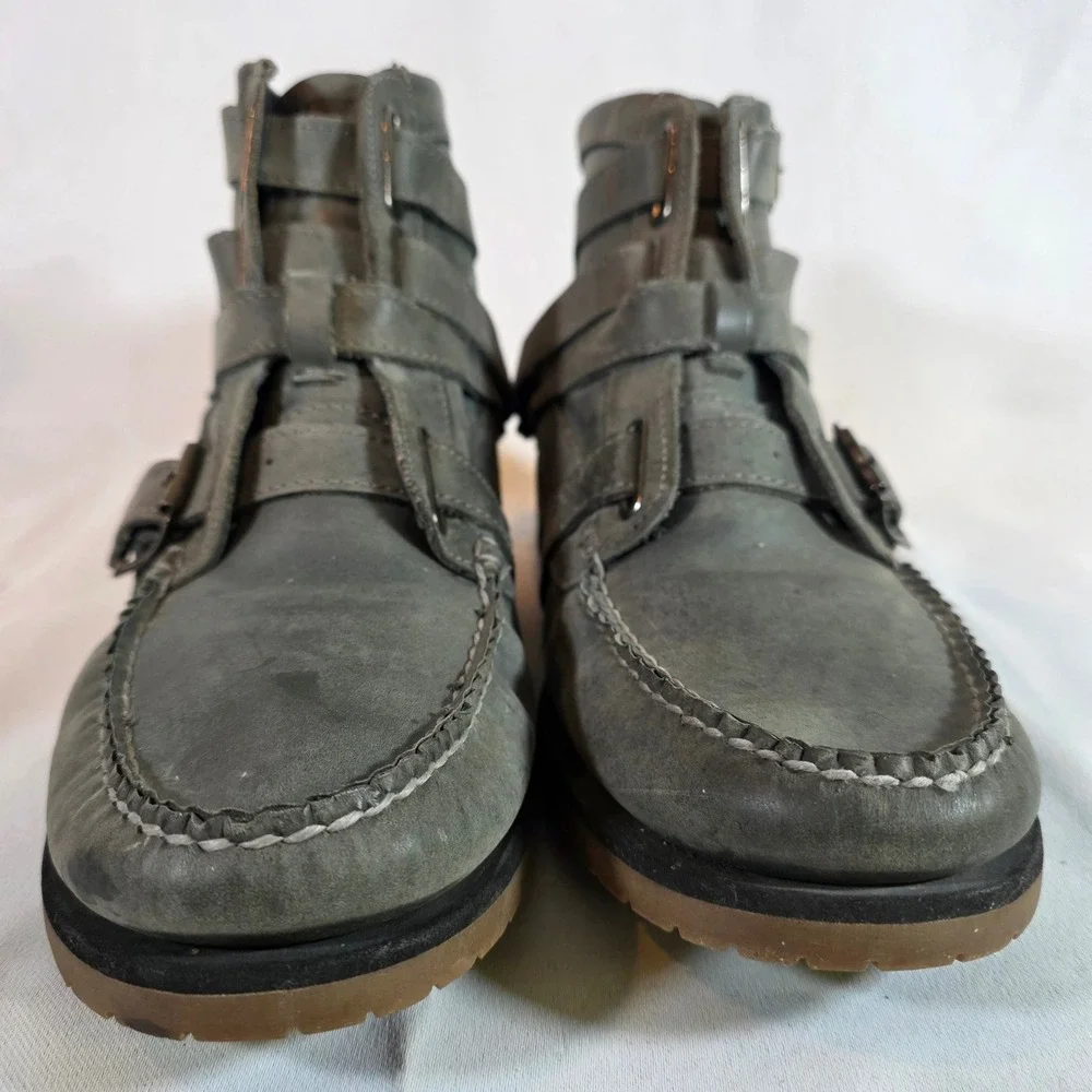 Sebago x Vane The‎ Ridgeway Mens 11 Grey Leather Multistrap Moc Toe Boots Vibram